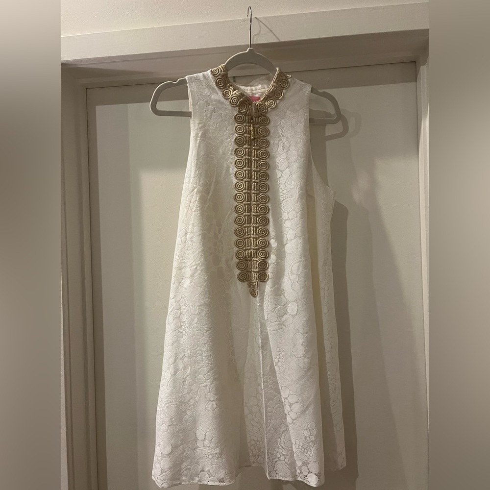 Lilly Pulitzer Jane White Mocean Lace Shift Dress Size 8